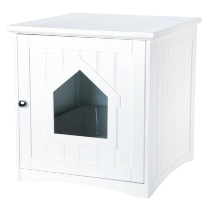 TRIXIE Litter Box Enclosure, Hidden Kitty Litter Box Cabinet, Furniture Style, White,(19.84 LBS) - WoodArtSupply