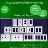 Pure White Classic Beadboard Wall Plates,Light Switch Covers,Electrical Outlet Covers, Switch Plates of Various Combination, Nature Bamboo Fiber Wall plate(2 Gang Toggle/Duplex 2 Pack) Funkiim