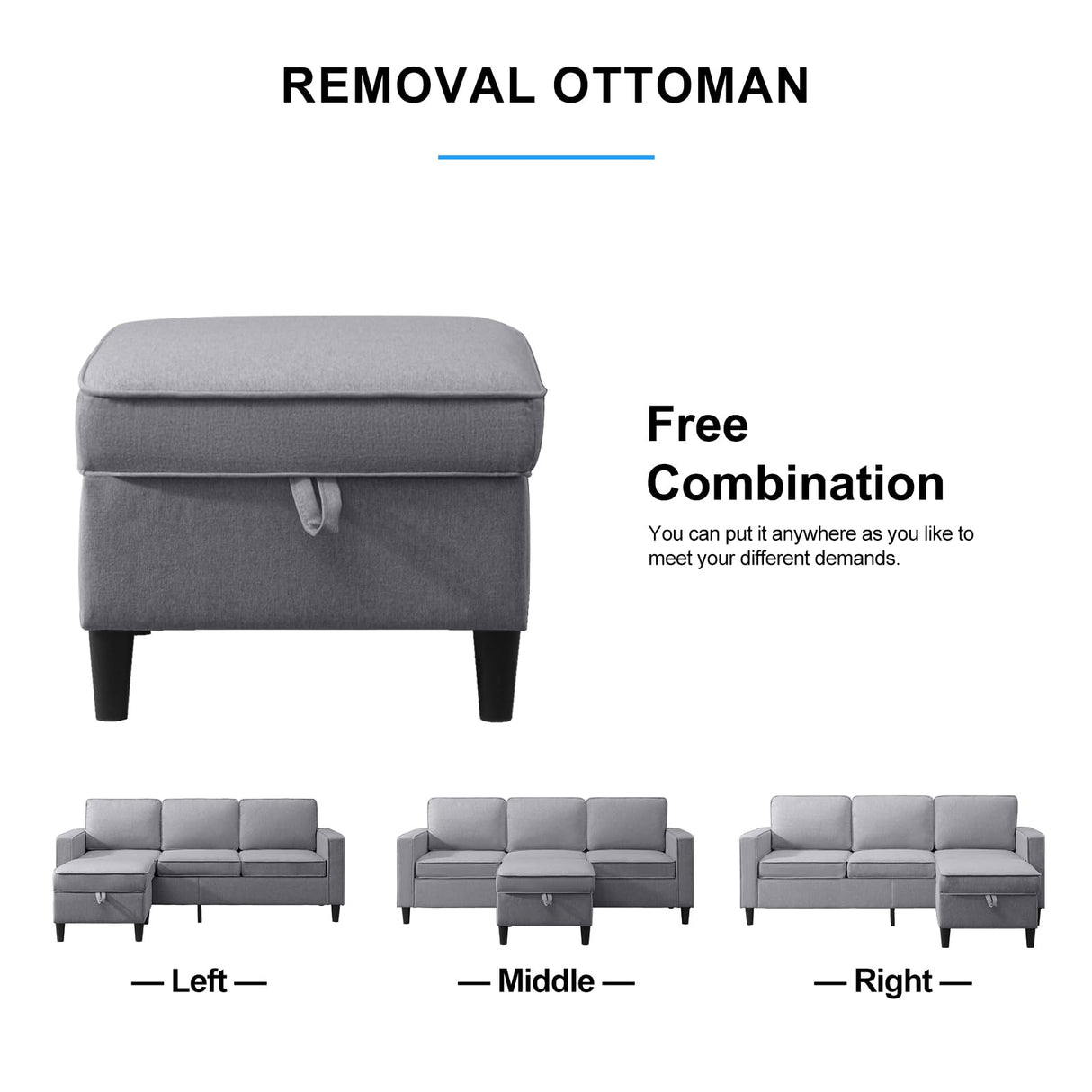 PUREMIND 2Piece Sofa Set for Living Room, Modural Convertible Loveseat and Sofa Set, Modern Linen Fabric L Shaped and Loveseat Sofa Set of 2, Sectional Sofa Couches Set for Apartment PUREMIND