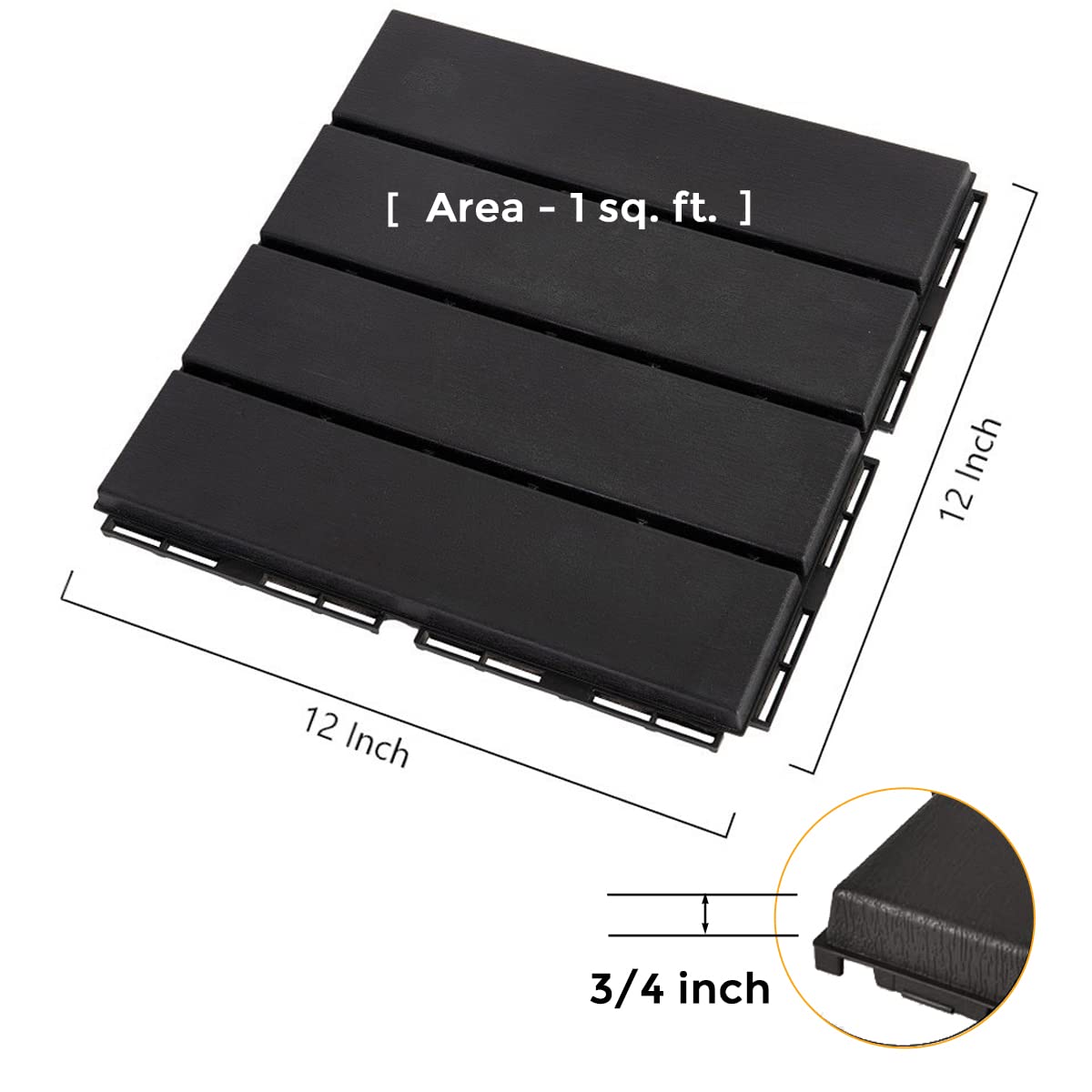 ASTEROUTDOOR Interlocking Deck Tiles Plastic Waterproof Outdoor Flooring 12" x 12" for Patio Garden Deck Poolside Indoor Outdoor, 27 pcs, Gray AsterOutdoor