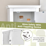 Giantex Bathroom Tall Storage Cabinet - Narrow Freestanding Floor Cabinet with Doors, 5 Tier Shelves(1 Height Adjustable), Corner Pantry Cabinets for Living Room, Slim Tower (1, White) Giantex