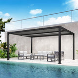 FansaFurn Louvered Pergola 12'x16', Full Aluminum Outdoor Pergola with Adjustable Rainproof and Gutter System, Hardtop Gazebo for Patio, Deck, Garden, Yard, Black FansaFurn