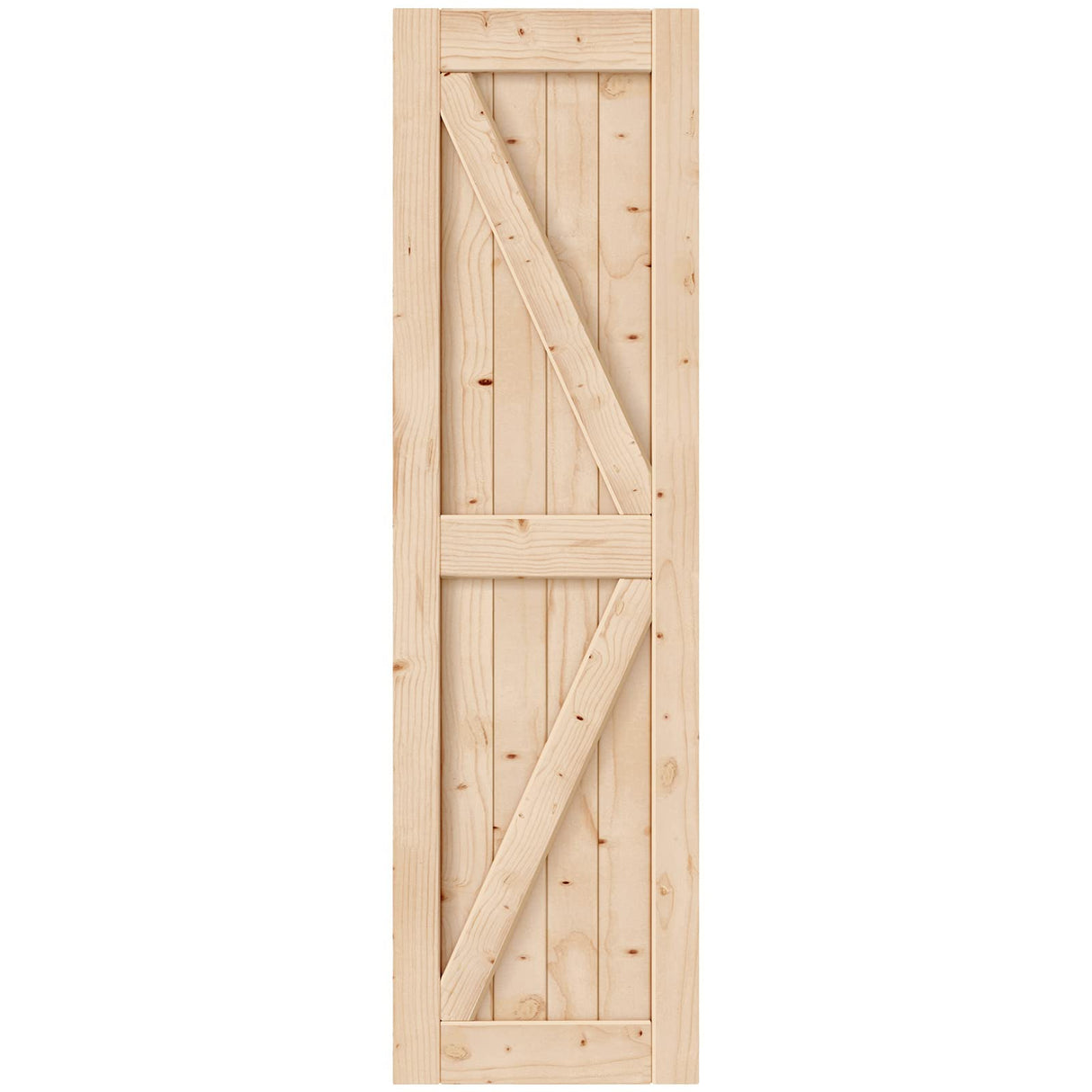 EaseLife 24in x 84in Sliding Barn Wood Door,Interior Doors,DIY Assemblely,Solid Natural Spruce Panelled Slab,Easy Install,Apply to Rooms & Storage EaseLife
