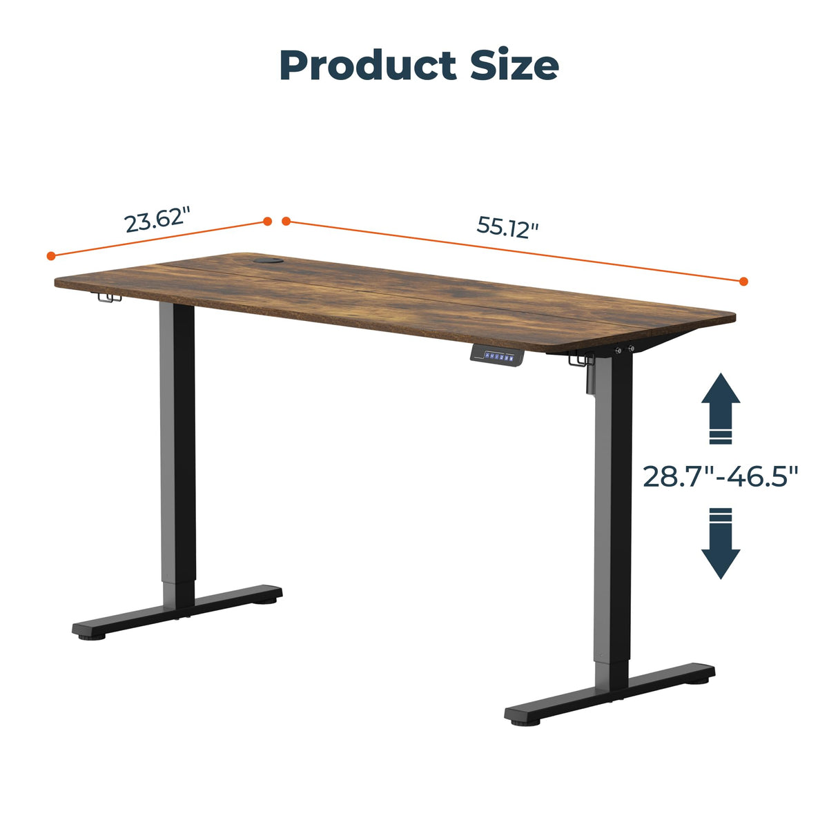 FitStand Adjustable Stand Up Desk Standing Desk, 55x24 Inches Home Office Desk with Memory Preset & Charging USB Port & Sedentary Reminder, Computer Workstation with Headphone Hook FitStand