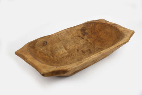Rustic Deep Wooden Dough Bowl with Handles-Trencher-Batea-Wooden Doughboard-Doughbowl-9-10W x 18-19L-Choice of Colors (Natural) Generic
