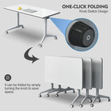 Folding Conference Table 4PCS Long Folding Table 5.2FT Modern Large Mobile Meeting Table Conference Room Tables with Silent Wheels Seminar Table for Office Training Classroom (63" * 23.6" * 29.5") JNMDLAKO