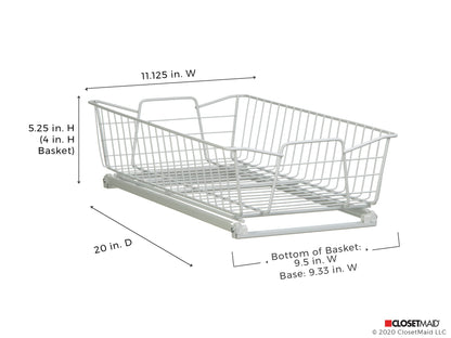 ClosetMaid 11 in. Pull Out Cabinet Organizer, Heavy Duty, Slide Out Pantry Shelves Drawers for Kitchen, Bathroom, White