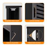 HITNET Bathroom Storage Cabinet Wall Mounted, Hanging Medicine Cabinet with Adjustable Shelf, Over The Toilet Space Saver Organizer, Black Bamboo Kitchen Cupboard, Single Door HITNET