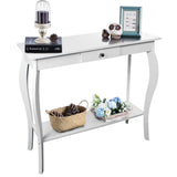 ChooChoo Narrow Console Table with Drawer, Chic Accent Sofa Table, Entryway Table, White ChooChoo