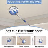 Drywall Pole Sander, 86 Inch Radial Round Pole Sander with Extension Pole, Manual Hand Drywall Sander for Walls and Ceilings, Includes 5pcs Sanding Sheets (80, 100, 120, 180, 240 Grit) ISIVOVE