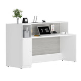 Modern Reception Desk with Storage Shelves, Front Counter Table for Office, Lobby, Salon, Retail Store, Spa, Clinic, Hotel, Showroom (75" inch) ALFA BUSINESS