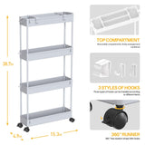 SPACELEAD Slim Storage Cart 4 Tier,Bathroom Organizer Rolling Utility,Mobile Shelving Unit Slide Out for Office, Kitchen, Laundry Room & Narrow Places,Gray SPACELEAD