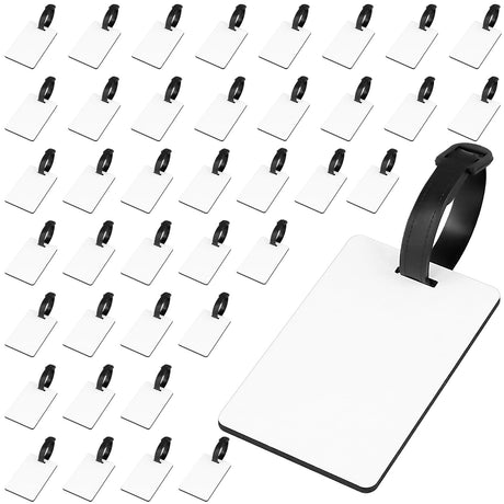MOUYAT 40 PCS Blank Sublimation Luggage Tags, 3.8 x 2.4 Inch White Double Sided Travel Bag Tags with Straps, Practical Suitcase Labels Tags for Easy Recognize Backpack, Handbag, Suitcase MOUYAT