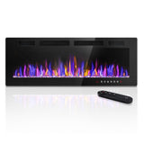 VENDORZ Electric Fireplace 50 Inch Recessed and Wall Mounted, Ultra-Thin Inserts Electric Fireplace Heater with Remote Control, Timer, Adjustable Flame Colors Speed Brightness, Log & Crystal Options VENDORZ