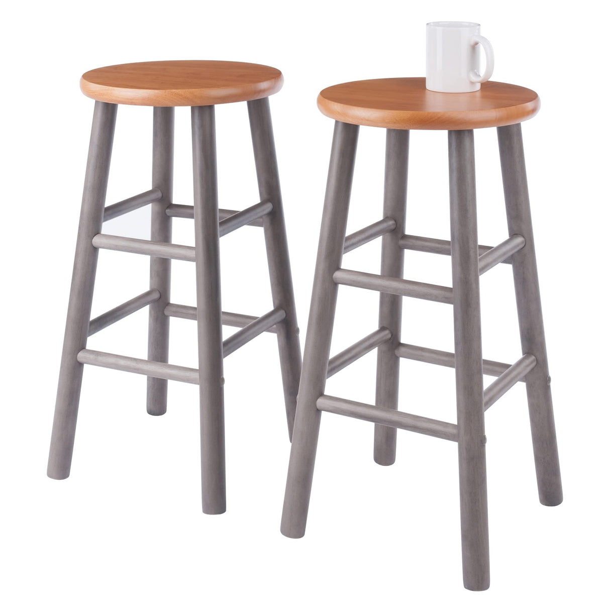Winsome Wood Huxton 2-Pc Counter Stool Set, Gray and Teak Winsome