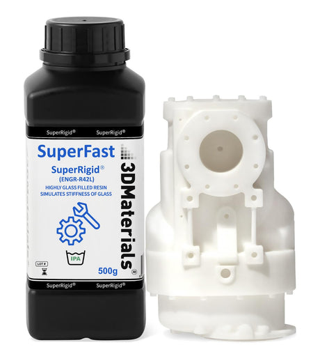 SuperRigid 3D Printer Resin 6.0GPa, 40% of Nano-Micro Ceramic Powder Filled for Ceramic Like Prototypes, Made in Korea by 3DMaterials (500g, White) 3DMaterials