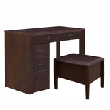 Meco Stakmore Wooden Made Expandable Desk with Ottoman, Dark Espresso Finish, and 3 Functioning Drawers for Home Office Tables, Espresso MECO