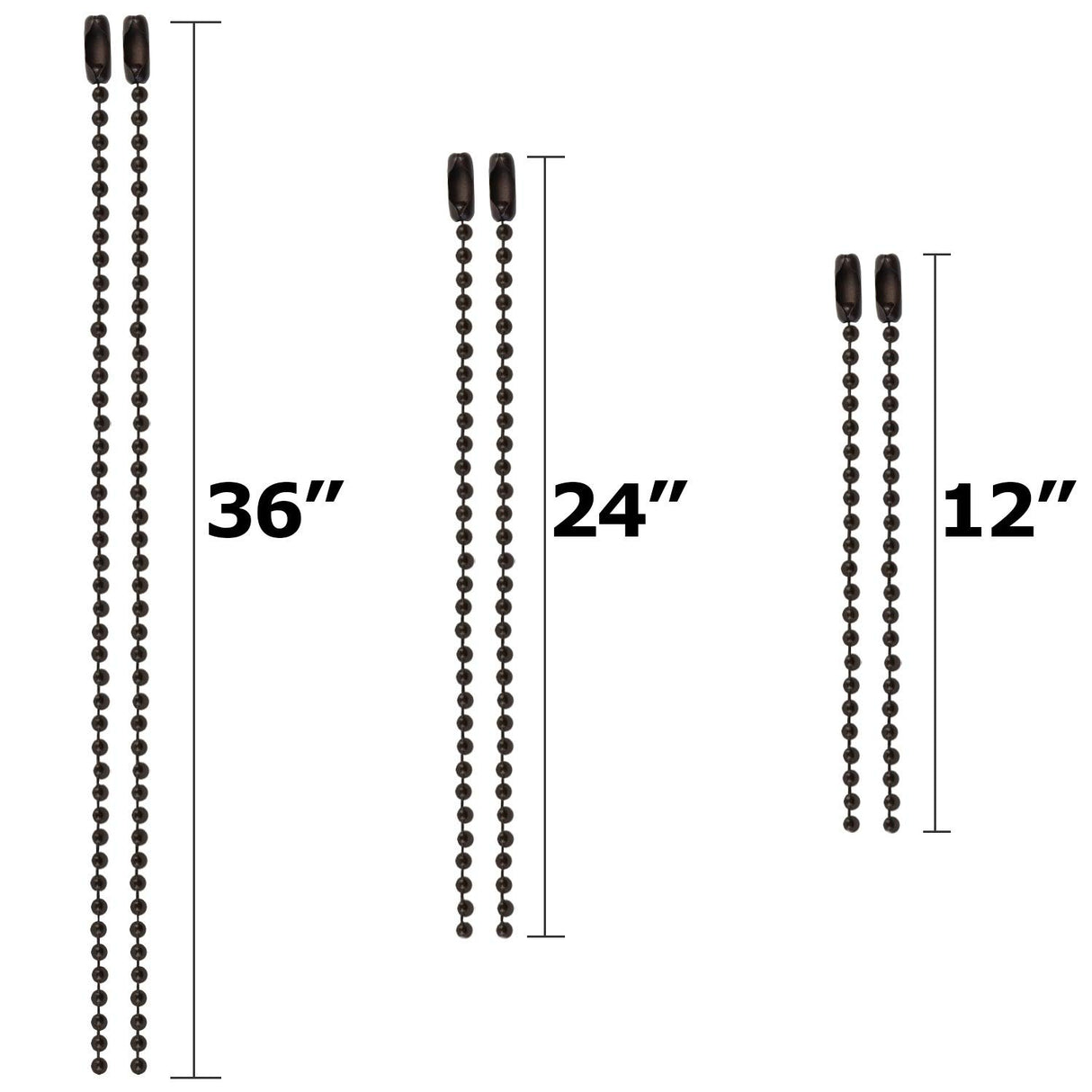 Blue Donuts Ceiling Fan Pull Chain Extender 3.2mm Diameter Oil Rubbed Bronze Chain Extension, Pack of 6 â€“ Two 12 Inch, Two 24 Inch, Two 36 Inch, Metal, Brown Blue Donuts