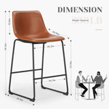 Sweetcrispy Counter Height Bar Stools Set of 2, Modern Counter Stool Faux Leather Barstools with Back, 26 inch Seat Height Island Stools Countertop Comfortable Brown Bar Chairs with Metal Legs Sweetcrispy