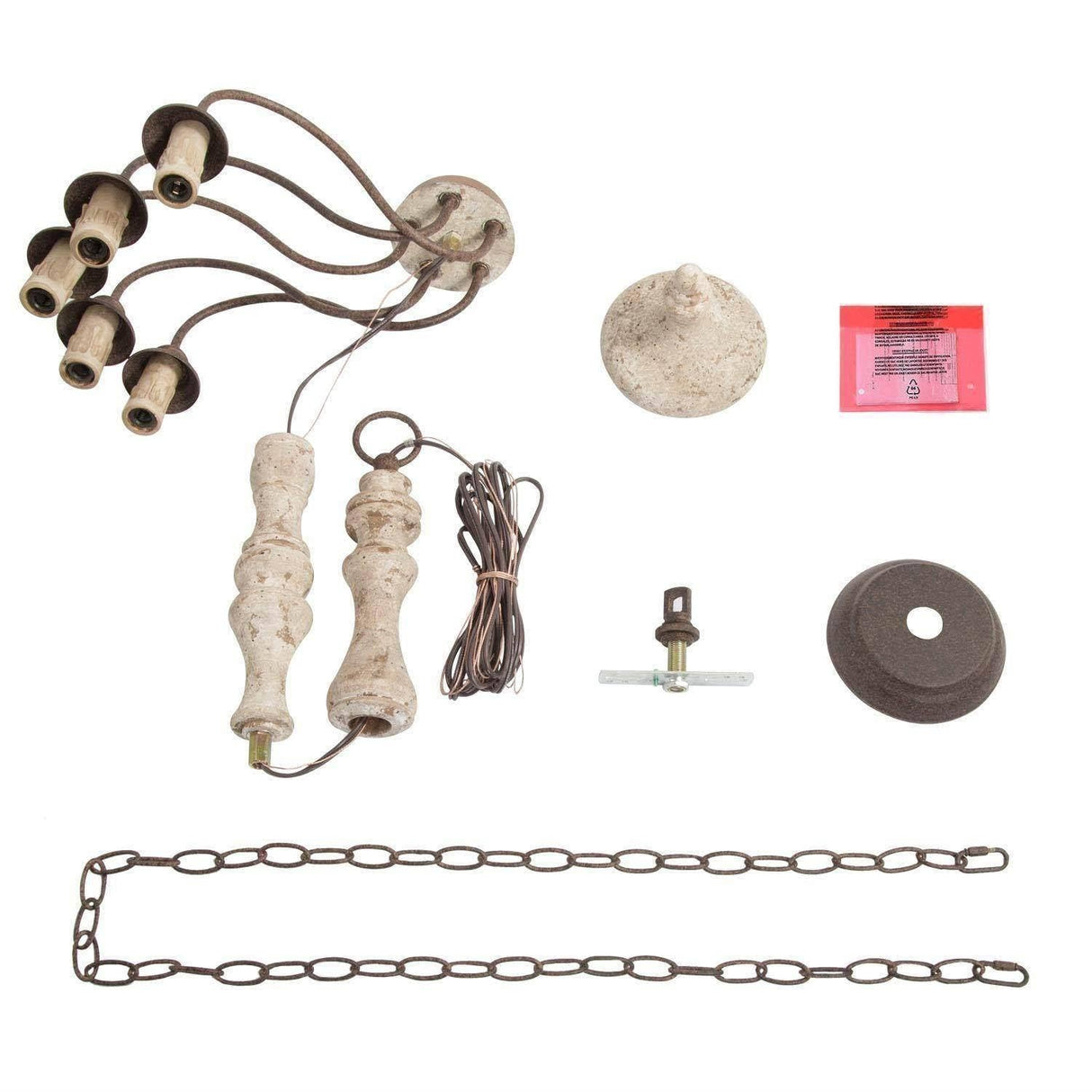 GEPOW Farmhouse Chandelier, 5-Light French Country Chandelier, Rustic Distressed Wood Chandeliers Light Fixture for Dining Room, Living Room, Bedroom, Foyer GEPOW