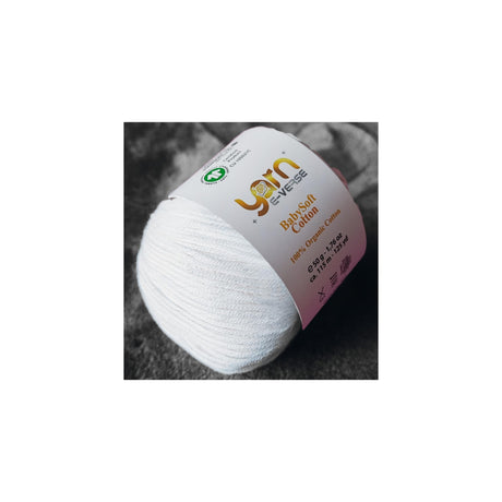 Babysoft Cotton Yarn, Yarn E-verse, 100% Organic Cotton, Soft & Hypoallergenic, Ideal for Baby Knitting, Crocheting, Amigurumi & DIY Projects, Organic Textile Certified, 50g (1, 115 White) yarn e-verse
