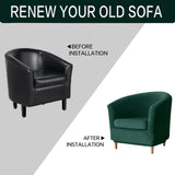 Deisy Dee 2 Piece Velvet Club Chair Slipcover Tub Chair Slipcovers Stretch Barrel Chair Covers Accent Chair Cover Removable Couch Furniture Protector Arm Chair Cover for Living Room (Kelly) Deisy Dee