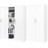 BESFUR Metal Cabinet, Locking Storage Cabinet with 5 Shelves and 2 Doors, Black Garage Cabinet for Office, Classroom, Garage - White BESFUR