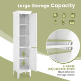 Giantex Bathroom Tall Storage Cabinet - Narrow Freestanding Floor Cabinet with Doors, 5 Tier Shelves(1 Height Adjustable), Corner Pantry Cabinets for Living Room, Slim Tower (1, White) Giantex