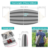 MOSFiATA Hammocks Portable Camping Hammock Upgraded 550lb Comfortable Fabric Hammock with Two Anti Roll Balance Beam and Sturdy Tree Straps for Camping, Patio, Backyard, Outdoor （Gray White） MOSFiATA