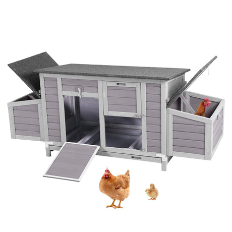 Aivituvin Chicken Coop with Two Nesting Boxes Large Wooden Hen House Outdoor Weatherproof Rabbit Hutch Duck Cage (AIR69) Aivituvin