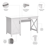 Bush Furniture Key West Computer Desk with Storage | Farmhouse PC Table for Home Office in Pure White Oak | 54W x 24D Bush Business Furniture