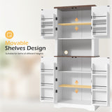 Apicizon 72" Kitchen Pantry Cabinet, Freestanding Kitchen Pantry Storage Cabinets with Barn Doors & Shelves, Utility Hutch Cabinet, Cupboard Organizer for Dining Room Living Room Bathroom Apicizon