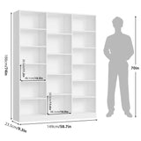 FACBOTALL Triple Wide Bookshelf, 6 Tier Large Bookshelf, Bookcase with 17 Open Display Shelves, 74'' Tall Bookcases and Bookshelves for Living Room, Home Office, Library, White FACBOTALL