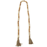 Deco 79 Mango Wood Handmade Garland with Tassel Round Long Carved Beaded , 80" x 1" x 1", Brown Deco 79