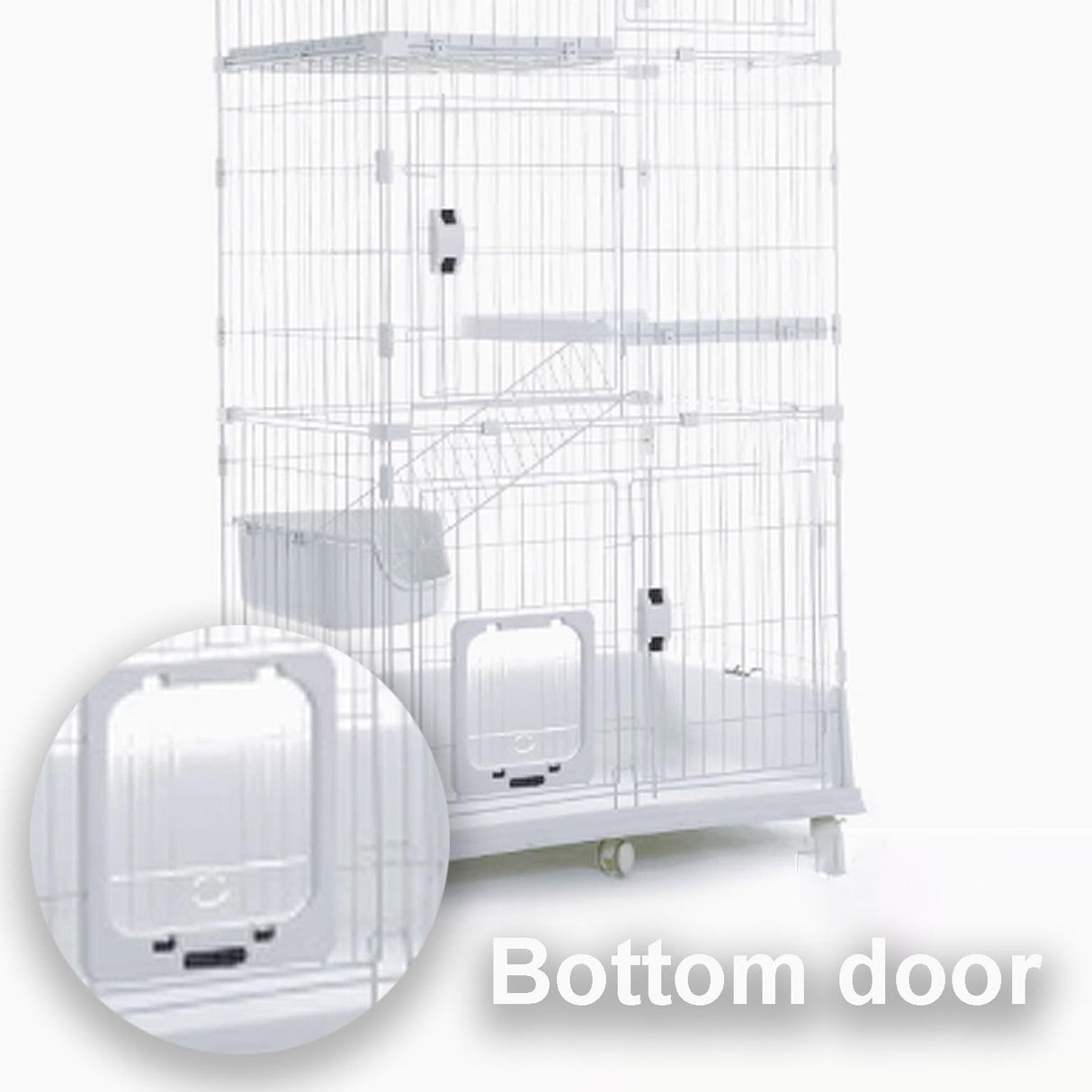 GUQASDV Cat Cages Indoor, Cat Crate, Catio Indoor Cat Enclosure on Wheels, Cat Playpen with Top Cover with Anti-Collision Lock Quick Assembly for Rabbits, Small Animals(White,101x66x126cm) GUQASDV