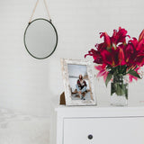 Capcillin 5x7 Picture Frame Wood Patten Distressed White Set of 2, Each Frame with Mat,Display 5x7 Picture Without mat or 4x6 Photos with Mat Wall Decor Table Top(CP001-MD5x7RW) Capcillin