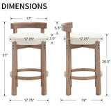 DUOMAY Modern Bar Stools Set of 2, 26" Counter Height Stools, Armless Round Wood Barstools Kitchen Island Stool with Linen Seat for Home Bar Coffee Shop, Beige DUOMAY