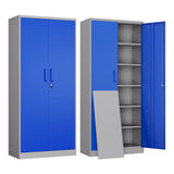 Yizosh Metal Garage Storage Cabinet with 2 Doors and 5 Adjustable Shelves - 71" Steel Lockable File Cabinet,Locking Tool Cabinets for Office,Home,Garage,Gym,School (Gray Blue) Yizosh