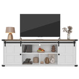 GarveeHome 70 in Farmhouse TV Stand for 75 in TVs, Modern Entertainment Center with Sliding Barn Doors, Modern Media TV Console Table, Wood Long TV Stand for Living Room GarveeHome
