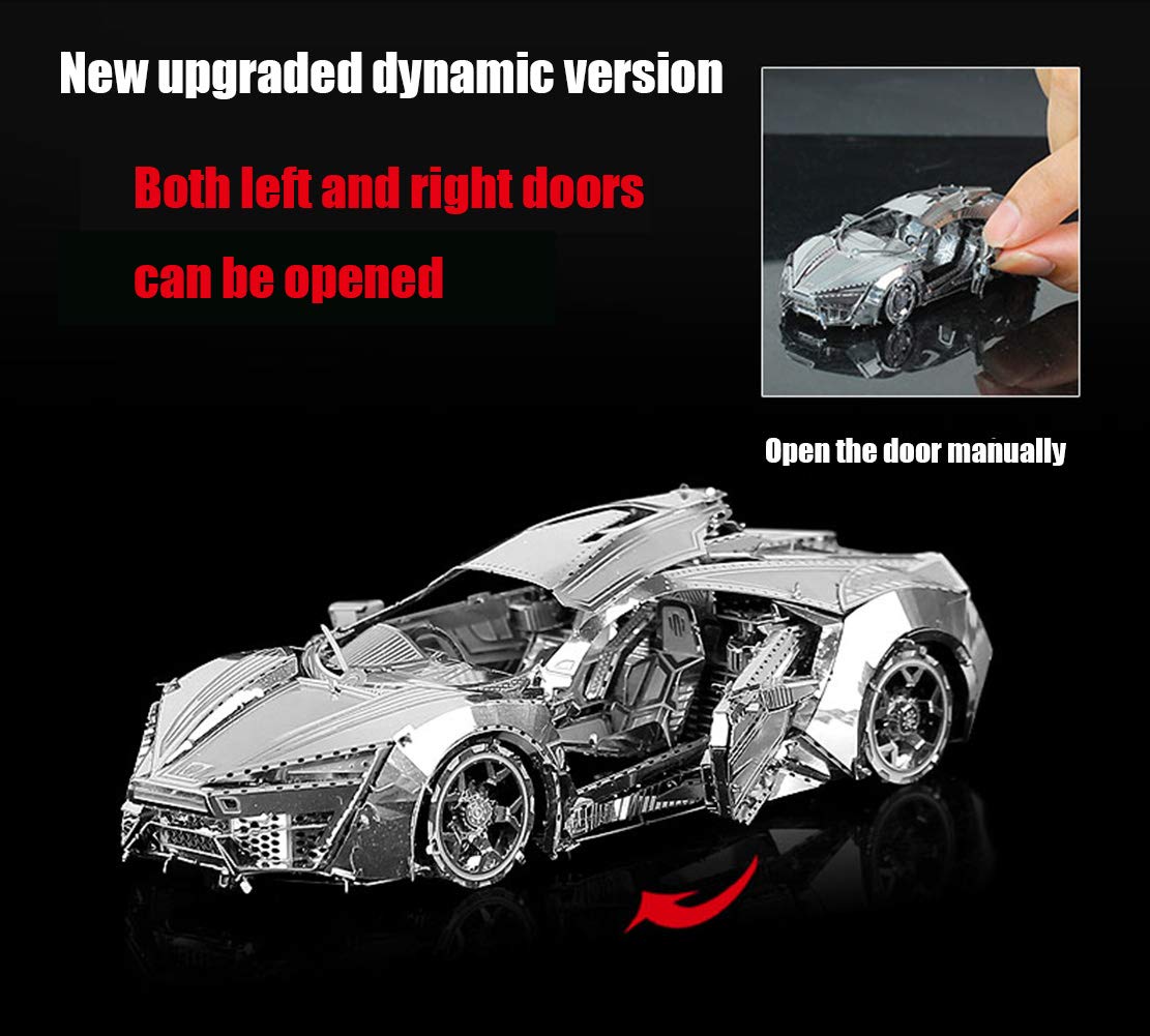 DIY 3D Car Metal Model 3D Puzzle 3D Laser Cut Jigsaw Toys 3D Metal Model Kit for Adults&Kids Mechanical Model Educational Toy Indoor Decoration Desk Toy Birthday Gift Collection Brain Teaser Puzzles feiwo