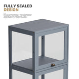 MoNiBloom 55" Tall Slim Narrow Clear Cabinet With Acrylic Door - Curio Display Case, Corner Shelves for Collection, Gray MoNiBloom