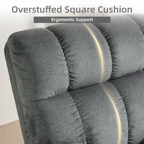 ParlorDream Oversized Rocker Recliner Chair, Overstuffed Extra Wide Manual Rocking Recliner, Adults Chair for Big Man, Reclining Sofa Chairs for Living Room,Grey ParlorDream