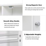 Iwell Bathroom Medicine Cabinet with Mirror, Bathroom Wall Cabinet with 2 Adjustable Shelves & 6 Open Shelves, Medicine Cabinet Organizer, Bathroom Cabinet Wall Mounted, White Iwell