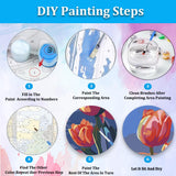 Artunion Framed Paint by Numbers Kit for Adults Beginners & Kids Ages 8-12,Sunset Tulip Flower Paint by Number with Frame,Floral Paint by Numbers Kit on Canvas 10 * 10 Inch Without Easel Artunion