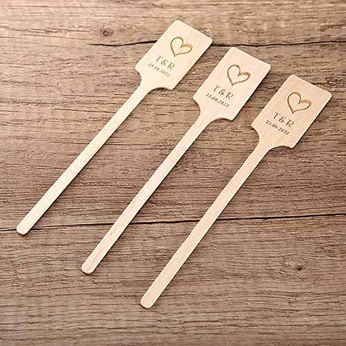 grr 100pcs Custom Wooden Stir Sticks for Wedding,Personalized Wooden Stir Sticks,Custom Engraved Coffee Stirrers,Wedding Decor (100 Pcs,15 CM) grr