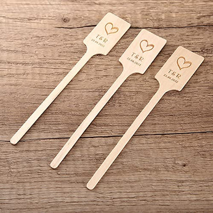 grr 100pcs Custom Wooden Stir Sticks for Wedding,Personalized Wooden Stir Sticks,Custom Engraved Coffee Stirrers,Wedding Decor (100 Pcs,15 CM) - WoodArtSupply