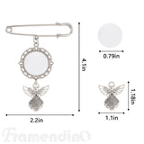 Framendino, 4 Pack Sublimation Blank Bouquet Photo Charms Pin Pouch with Angel Pendant Wedding Memory Bridal Bouquet Picture Charm Clip Bouquet Memorial Charm DIY Jewelry Making 1 Sheet Round Framendino