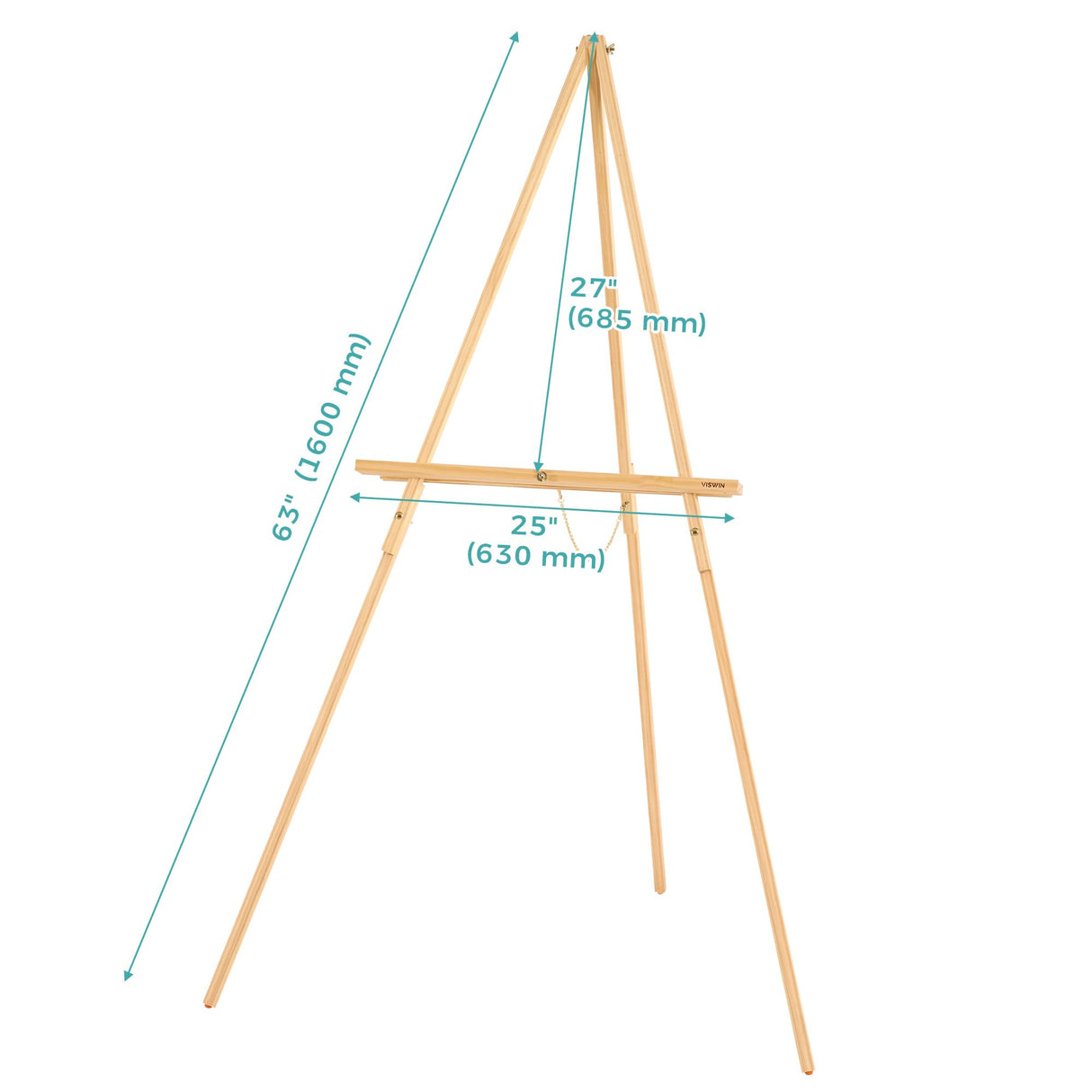 VISWIN 63" Wooden Tripod Display Easel Stand for Wedding Sign, Poster, A-Frame Artist Easel Floor with Tray for Painting, Canvas, Foldable Easel - Natural VISWIN