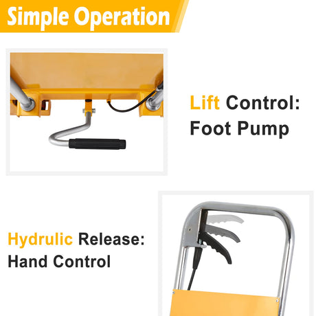 APOLLO Lift Table Cart Manual Double Scissor Lift Table Hydraulic Cart Platform Cart 1760lbs Capacity 59" Lifting Height APOLLO