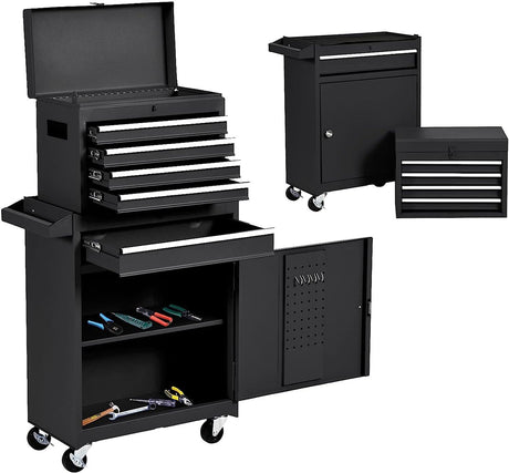 nifoti 5 Drawer Rolling Tool Chest,Tool Storage Cabinet & Tool Box Cart with Wheels, Big Tool Storage Removable Tool Box Combo,Tool Storage Box for Garage Warehouse Workshop,Tool Case nifoti